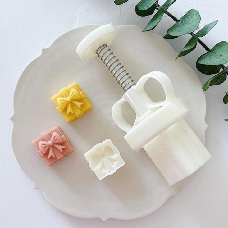 Mung Bean Cake Mold Moon Cake Mould Cookie Stamps Bows Pattern Snowskin Mooncake