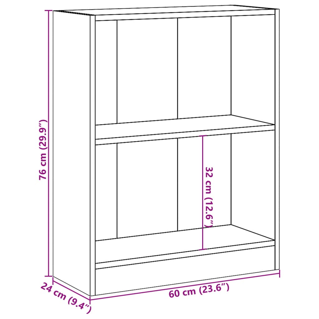 Bookshelf Concrete Grey 60 x 24 x 76 cm Particleboard