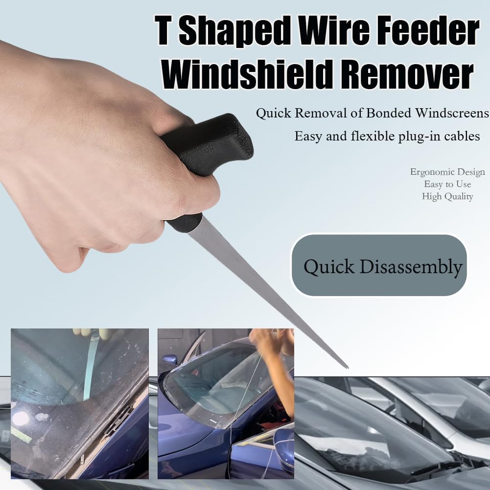 Windscreen Remover, Windshield Installation Tools, Auto Glass Tools, T Shaped Wire Feeder Windshield Remover Automotive Wind Glass Removal Tool