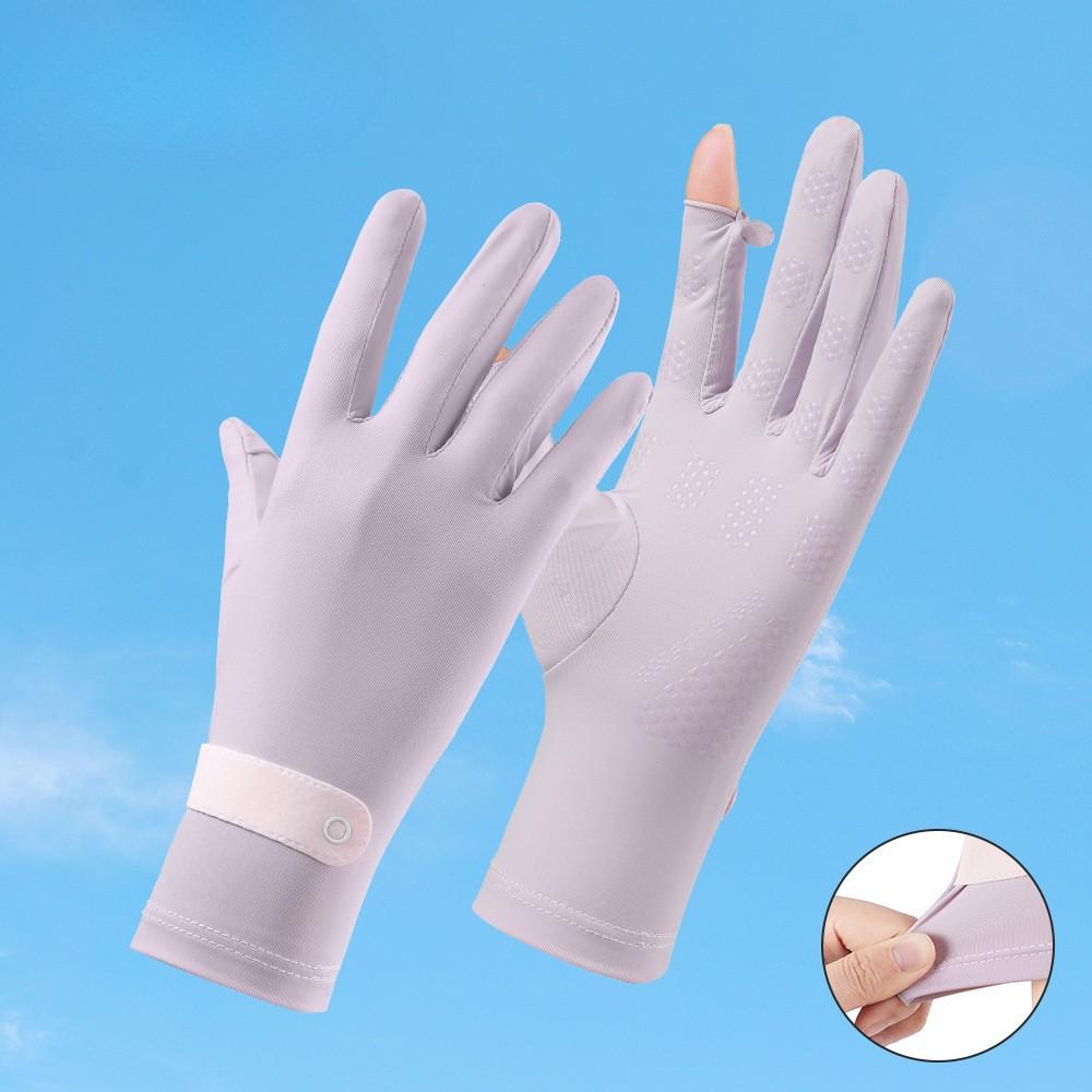 Sunscreen Gloves Summer Ice Silk Women's Outdoor Sports Ice Sensing Thin Breathable Non Slip Cycling Flip Touch Screen Gloves