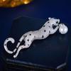 Full Rhinestone Leopard Brooches Gold Silver Leopard Brooch Pins Animal Brooches  Business Suit