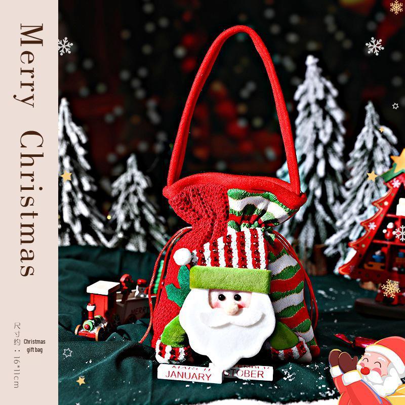 Large Knitted Christmas Santa Backpack - High-End Plush 3D Candy Bag Decoration
