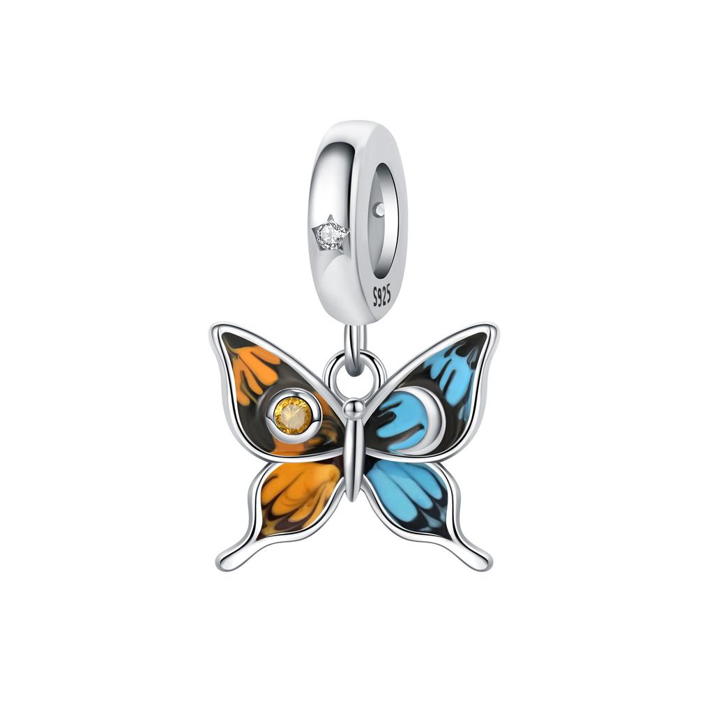 PANPOKI 925 Silver Iris Flower Pendant Charm Bracelet Jewelry DIY Trendy Gift for Women Party Beads