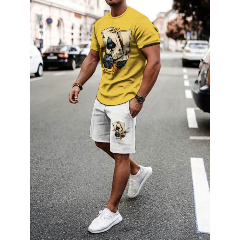 

Men s Summer 3D Printed Outdoor Casual Set, T-Shirt & Knee-Length Shorts Suit for Adults 6XL