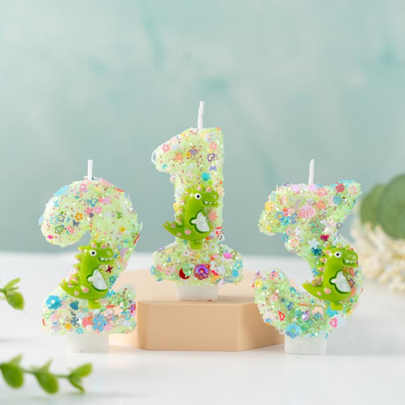 Digital Birthday Candle Cake Party Decoration First Birthday Creative Dinosaur Decoration