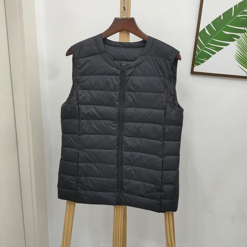 

Жіночий легкий пуховий жилет великого розміру - Осінньо-зимовий модний безрукавний топ-камісоль 2XL чорний