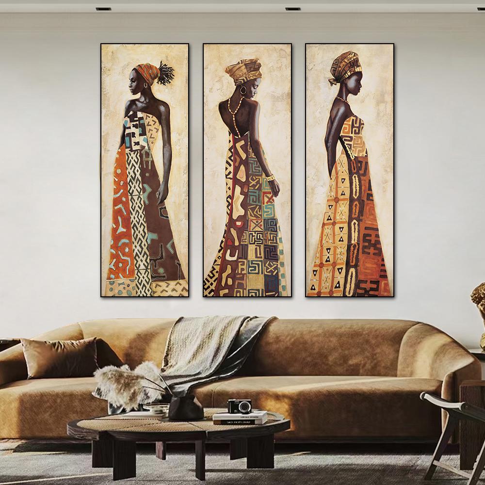 African Traditional Dancing Women Wall Art Canvas Posters and Prints Art Painting Large Size Decoration Pictures for Home Decor