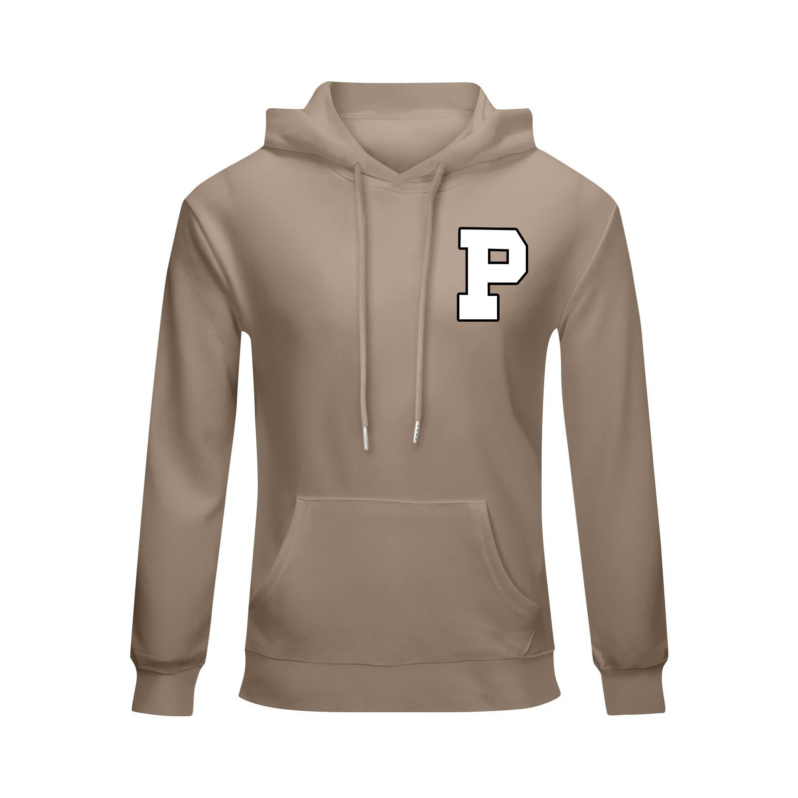 

Унисекс модный повседневный свободный плюшевый пуловер с длинными рукавами и круглым вырезом с капюшоном из веревки M хаки