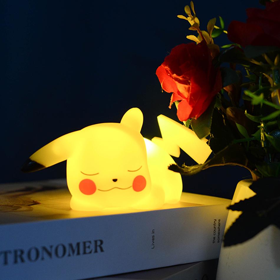 12cm Pokemon Pikachu Night Light Anime Figure Cute Bedside Lamp For Bedrooms Ornaments Children's Luminous Toys Christmas Gift