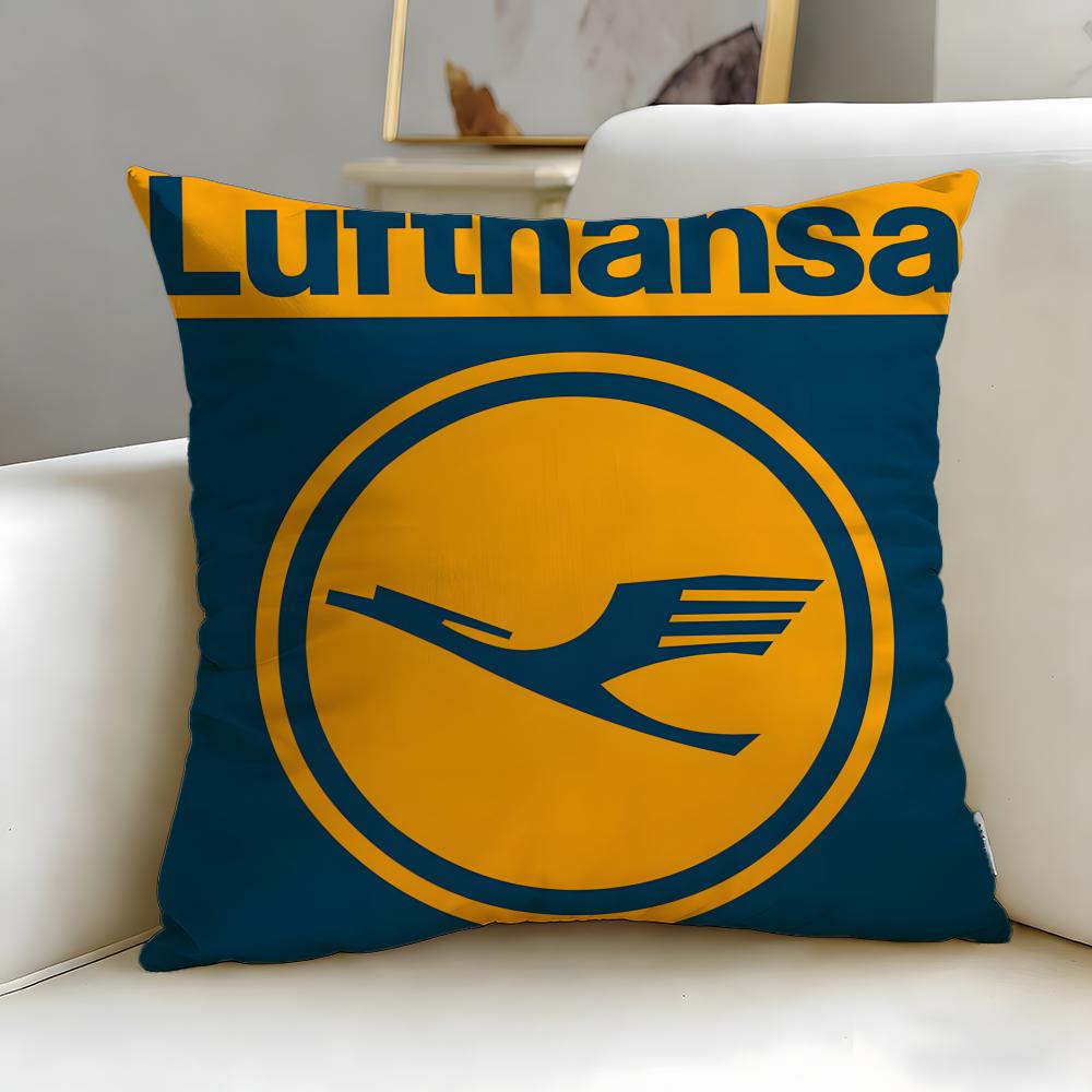 Classic Airline Lufthansa Cushion Cover Soft & Easy-Wash Pillow Case – Versatile For Couch, Bed, Travel And Office