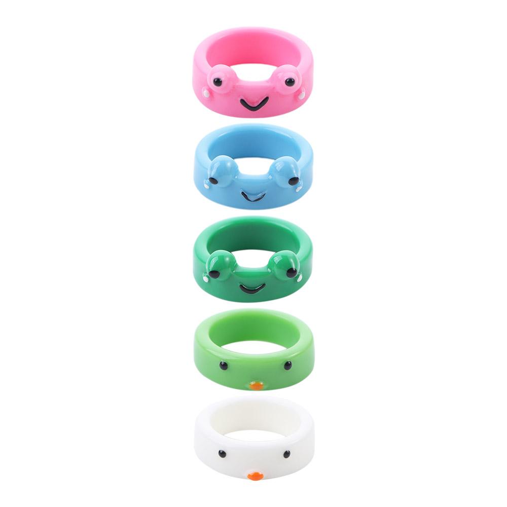 Personality Cute Animal Women Korean Chick Acrylic Fashion Jewelry Frog Finger Rings Resin Ring