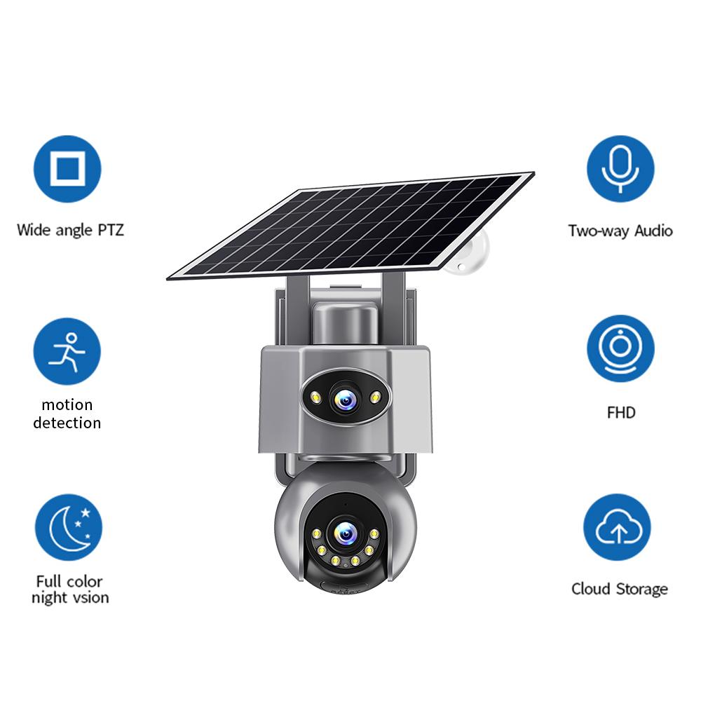 Dual Lens AOV Solar Powered Security Camera Wireless Battery Powered Network 6MP Dual Lens Solar 4G/WIFI Camera