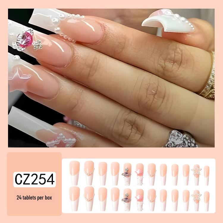 Long T-Point Diamond Jelly Glue False Nails - Press-On Nail Art Tips