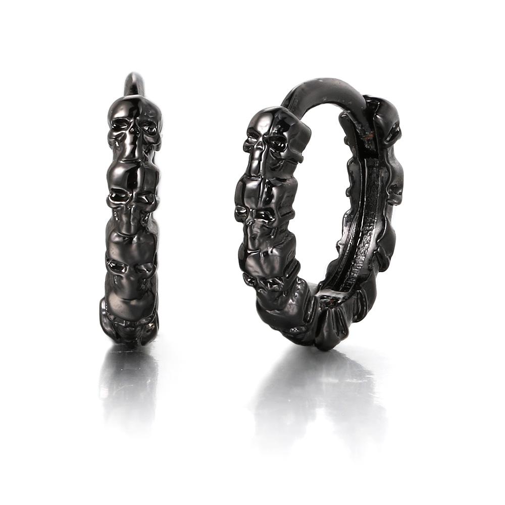 Vintage Skull Hoop Earrings For Men Women Hip Hop Jewelry Copper Color Skeleton Earring Rock Punk Style Halloween Gift OHE188
