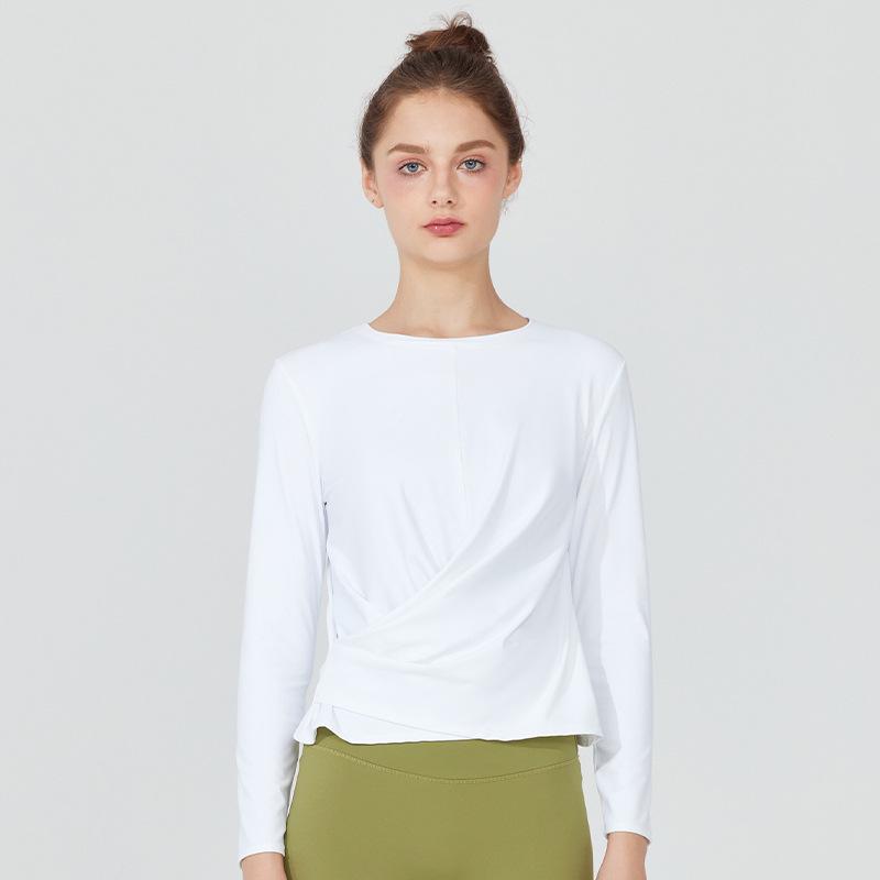 Casual Tie-Waist Sports Top - Bare-feel, Tight-fit, Long Sleeve Yoga Shirt for Running and Fitness