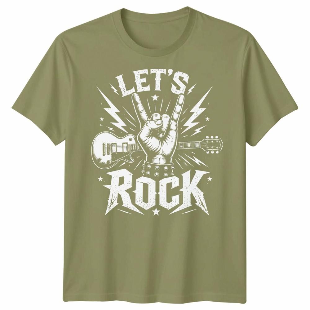 Kids Lets Rock Rockstar T Shirt Guitar Band Day Rock N Roll School Tee