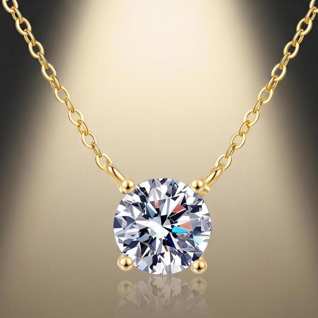 3 Carat Moissanite S925 Silver Four-Claw Pendant Necklace for Women