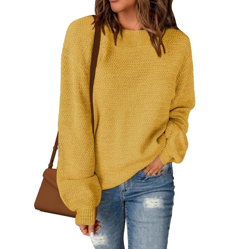 Spring and Autumn New Floral Yarn Pullover Casual Versatile Casual Round Neck Knitted Sweater Top for Women