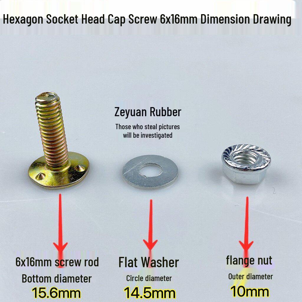 Yellow Galvanized 3-Piece Screw Set with Flange Nut, Bolt, and Hopper Screw