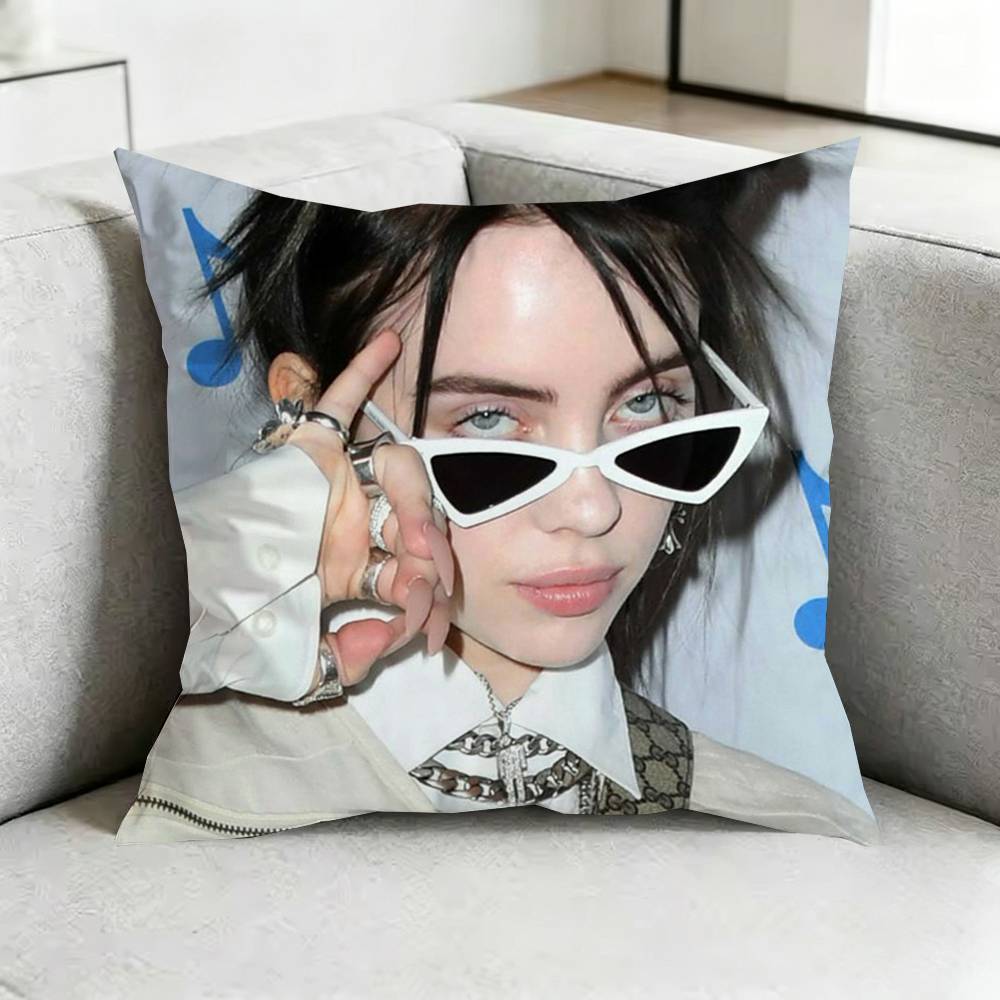 BillieE EEilish Bad Guy Pillow Case Square DoubleSided Sofa Cushion Cover Bedroom Bedside Pillow Gift