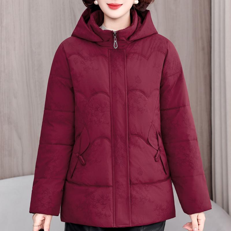Plus Size XL-5XL Middle Age Women's Winter Jackets Hooded Elegant Loose Thick Warm Parkas Female Coats