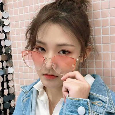 Cat-Eye-Sonnenbrille, modische Sonnenbrille mit großem Rahmen im Internet-Promi-Stil im gleichen Stil für Damen im Marine-Stil