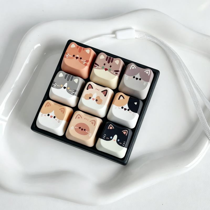 Cute Cartoon Cat Shaped Keycaps Vivid Patterns Smooth Touch Replaceable for Mechanical Gaming Keyboard DIY Desktop Decor