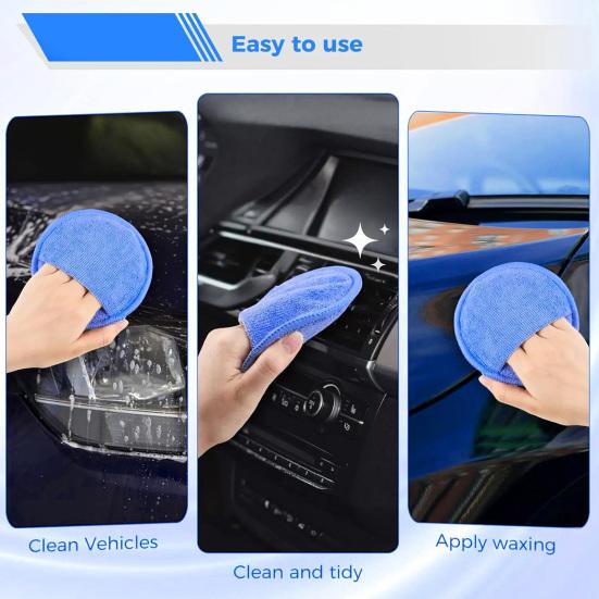 6 szt. 5-calowy zestaw gąbek do wosku samochodowego Odporne na zarysowania pady aplikacyjne Łatwe do chwytania Doskonała chłonność Pady polerskie do pielęgnacji samochodu