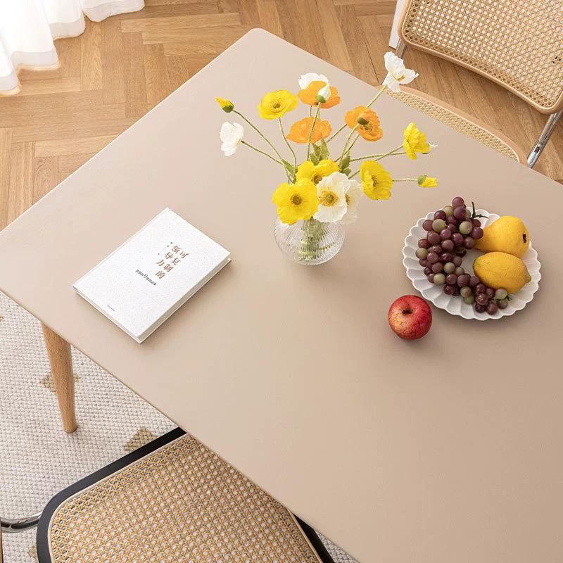 High Aesthetic Waterproof Oil Resistant Tablecloth PU Wash Free Easy Maintain Heat-resistant Fully Wrapped Dining Table and Coffee Table Cloth Cover