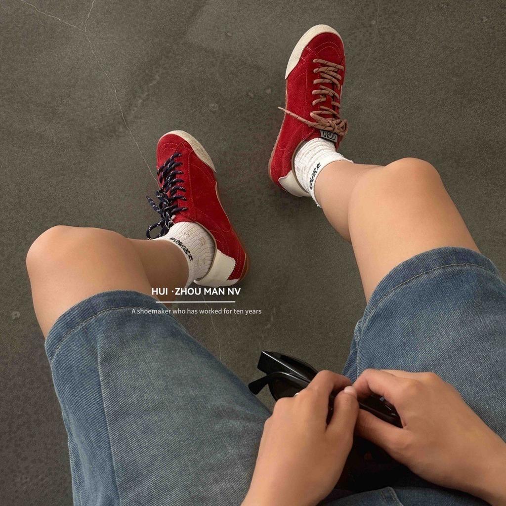 Leather retro German training shoes women's 2025 new versatile small dirty shoes lace-up flat casual sports board shoes women
