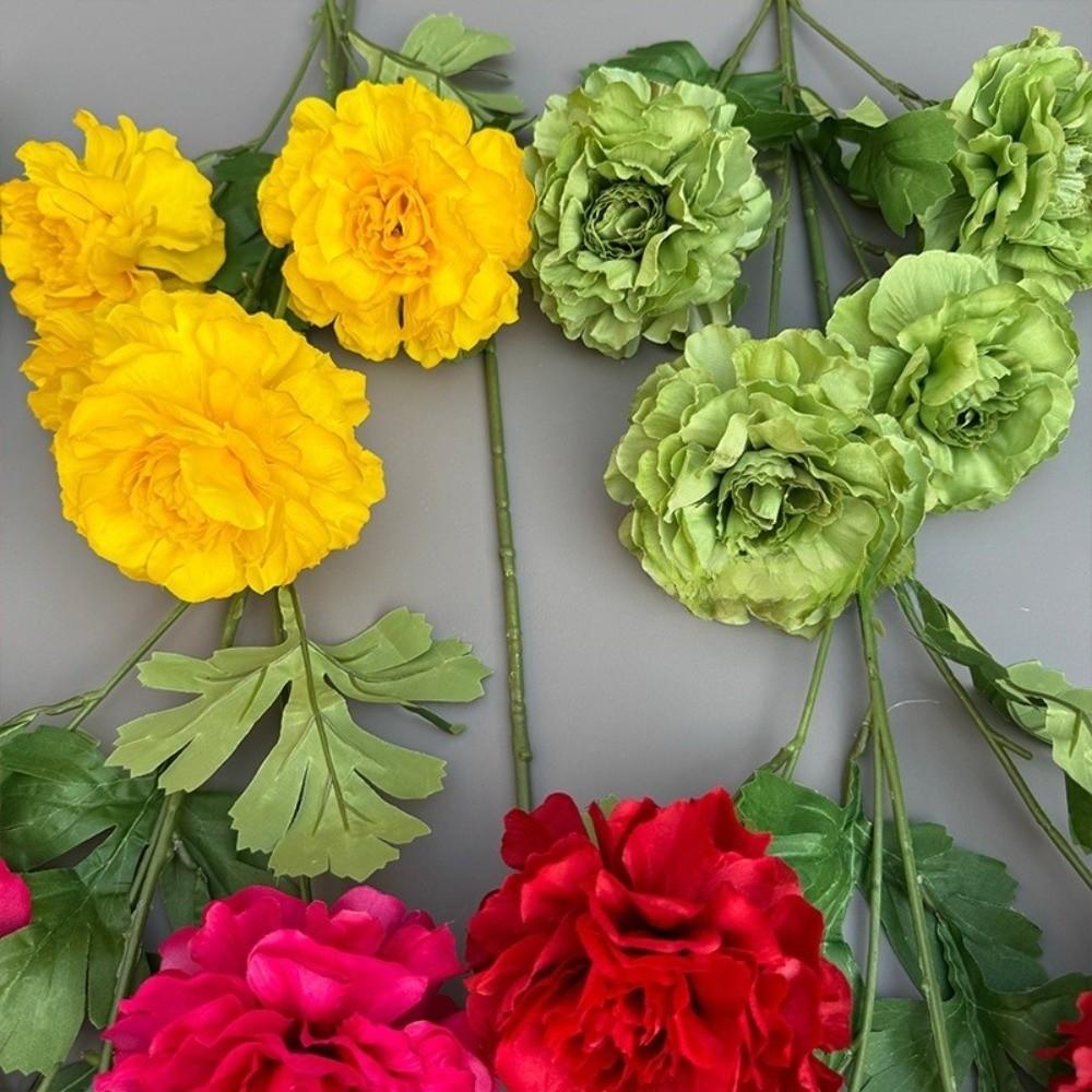 4 Heads Large Peony Artificial Flowers Long Branch Faux Silk Flower Wedding Decoration
