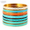 Bracciali Cerchi Geometrici per Donne Smalto Nero Blu Bracciali Party Gioielli in Acciaio Inossidabile