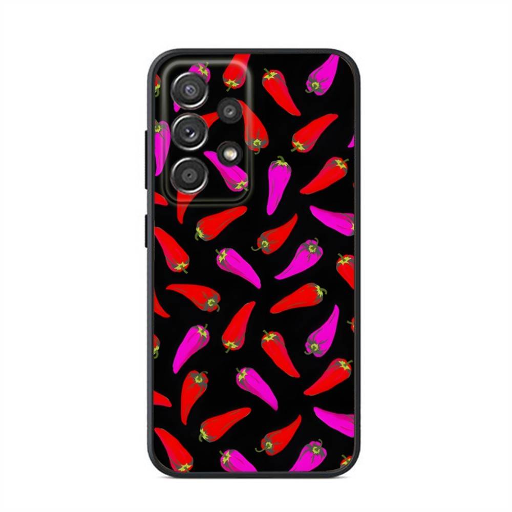 Spicy Red Chili Peppers Phone Case For Samsung S24,21,22,23,30,Ultra,20,Plus,Note,10,9,Black soft silicone case