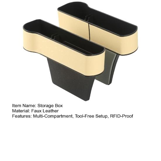 Car Seat Gap Filler Organizer Faux Leather Storage Box with Phone Slot Sunglasses Compartment RFID Protection Non-Slip Silicone Universal Car