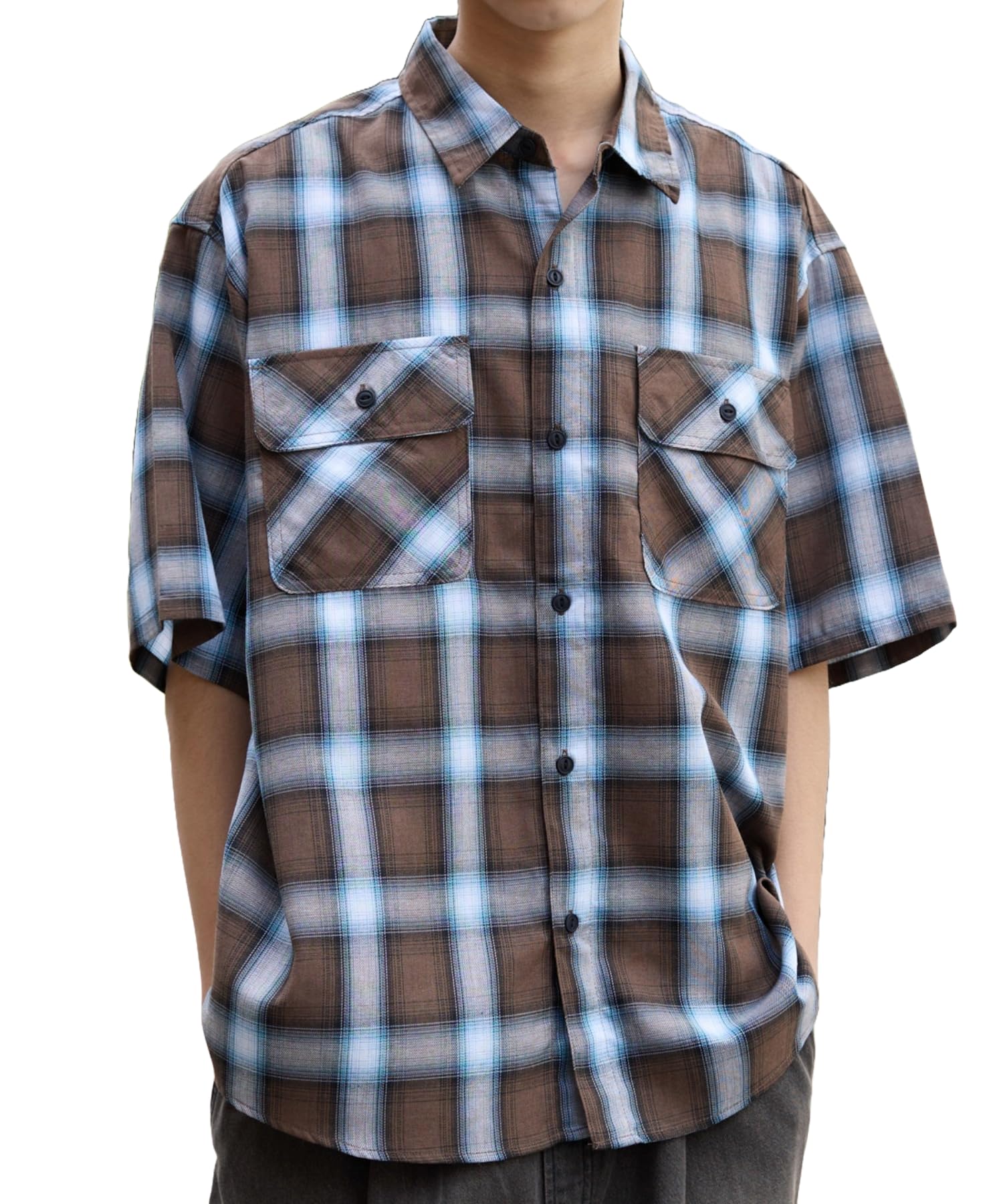 

WEGO Омбре Клетка Короткий Уличный Идеально в качестве подарка или Летний Размер Узор 5 Мужская Рубашка, Рукав, Большой, Стиль, Наряд, M,