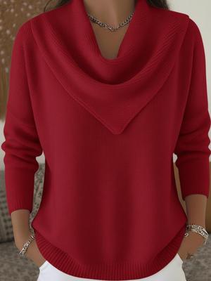 2025 Damen Herbst/Winter Einfarbig Langarm Pullover