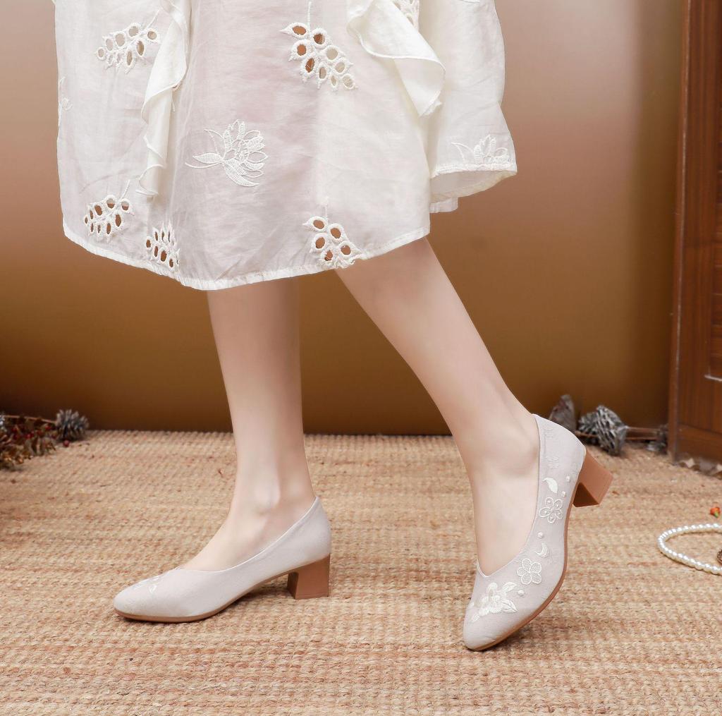 Lvtixin Women's Retro Embroidered Chunky Heel Shoes for Hanfu