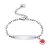 Bracciale ID di Allerta Medica Smaltato Personalizzato Acciaio Inossidabile Maglia Rolo Braccialetto Sottile per Donne Regolabile 7.6"