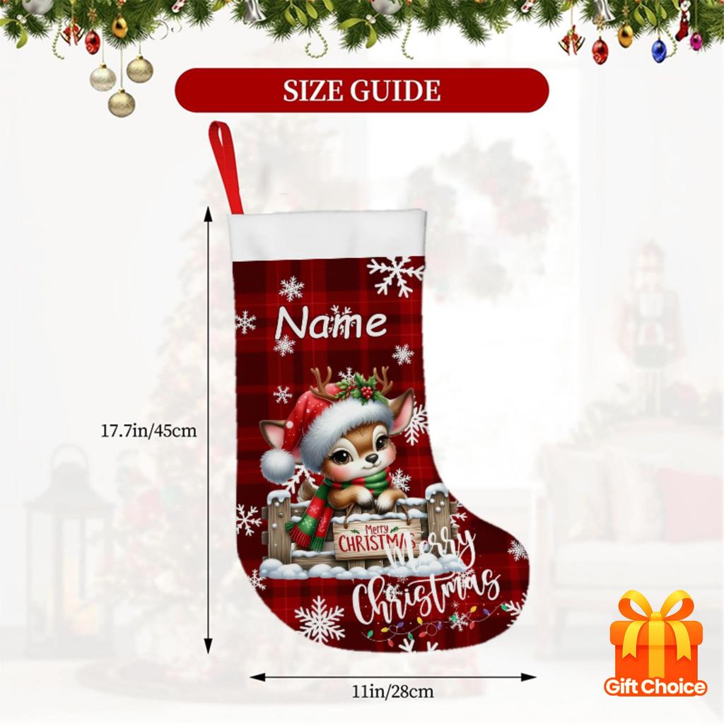 Christmas decoration fireplace hanging stocking 1pc/s Large Christmas Stocking with Name Personalization - Red & Snowfla