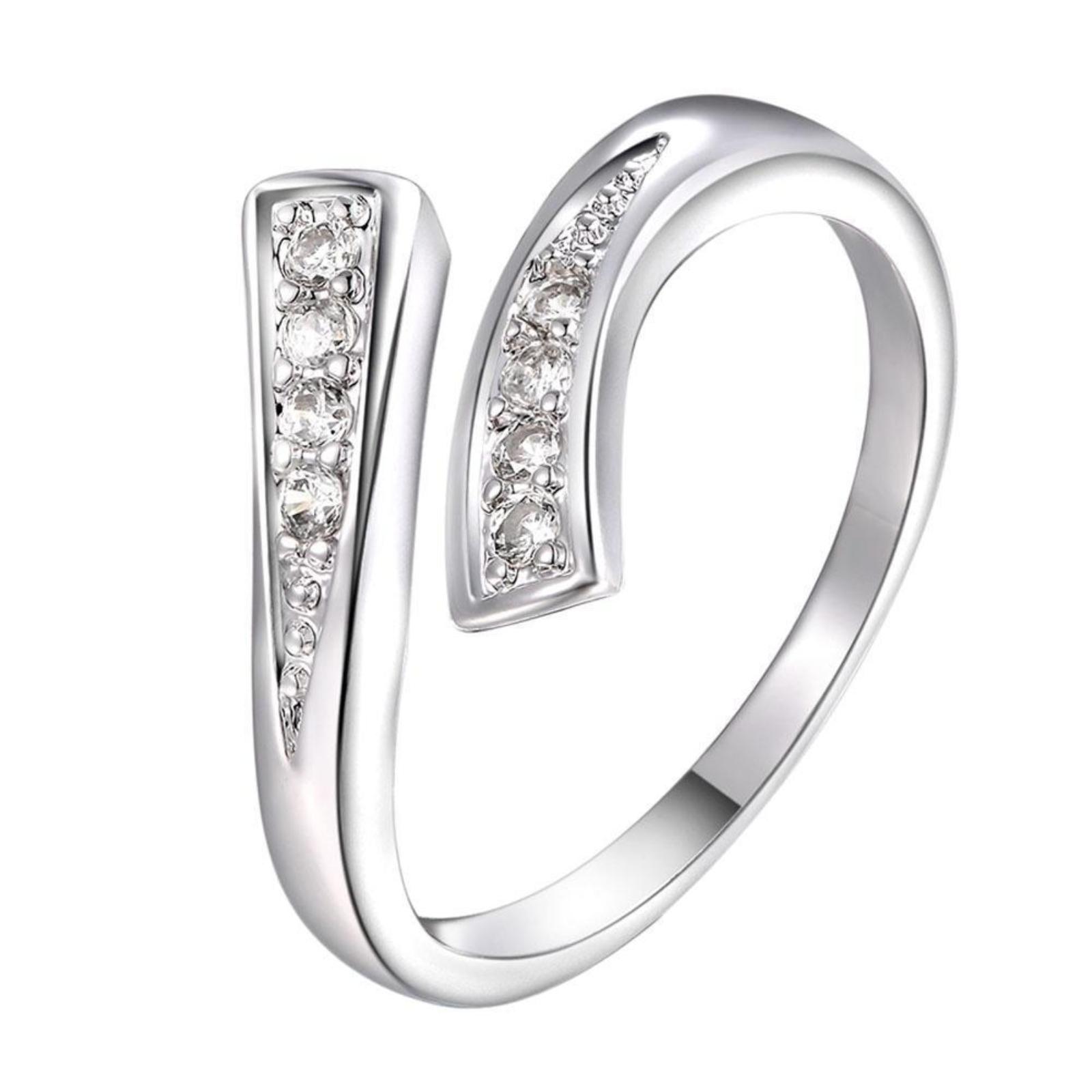 Adjustable Open Ring with Micro Pave Zirconia Stones Elegant Design for Women Wedding Band Fashionable Jewelry Accessory One Size