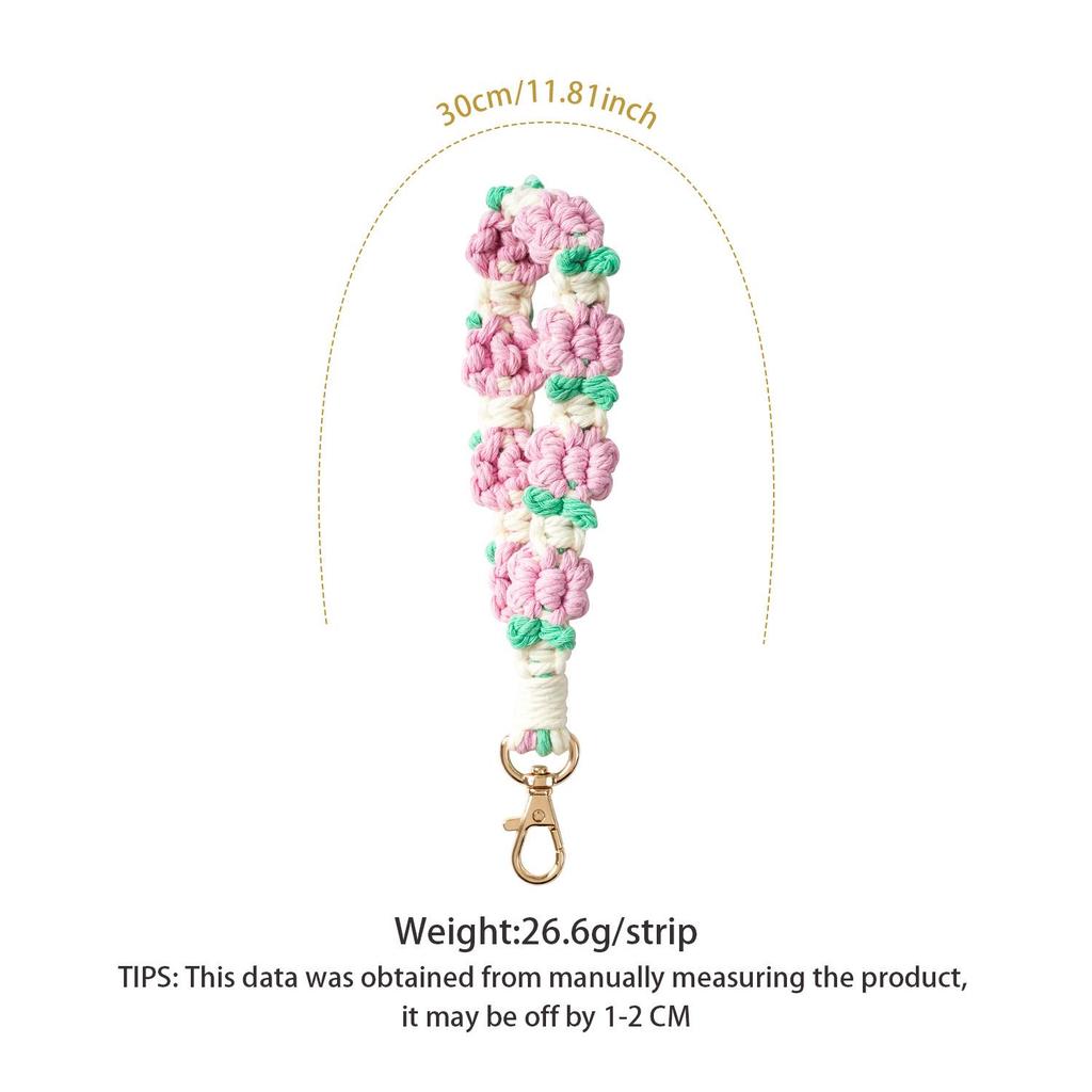 Daisy Flower Phone Lanyard - Handmade Woven Camera Strap & Pendant for Women