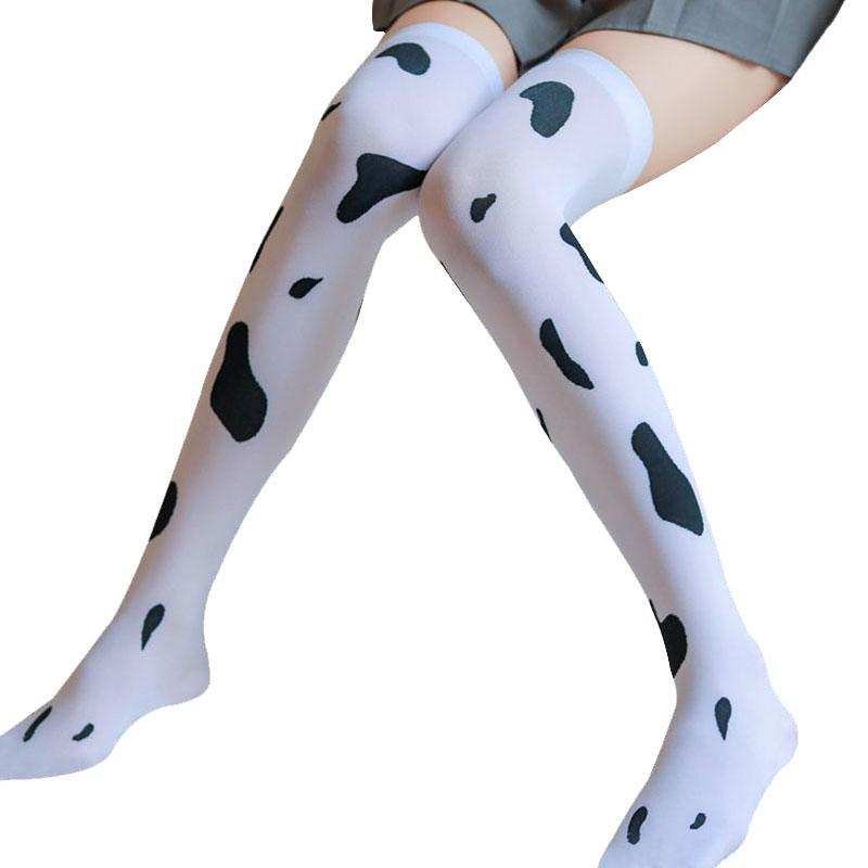 Cow Print Women Thigh High Stockings 
