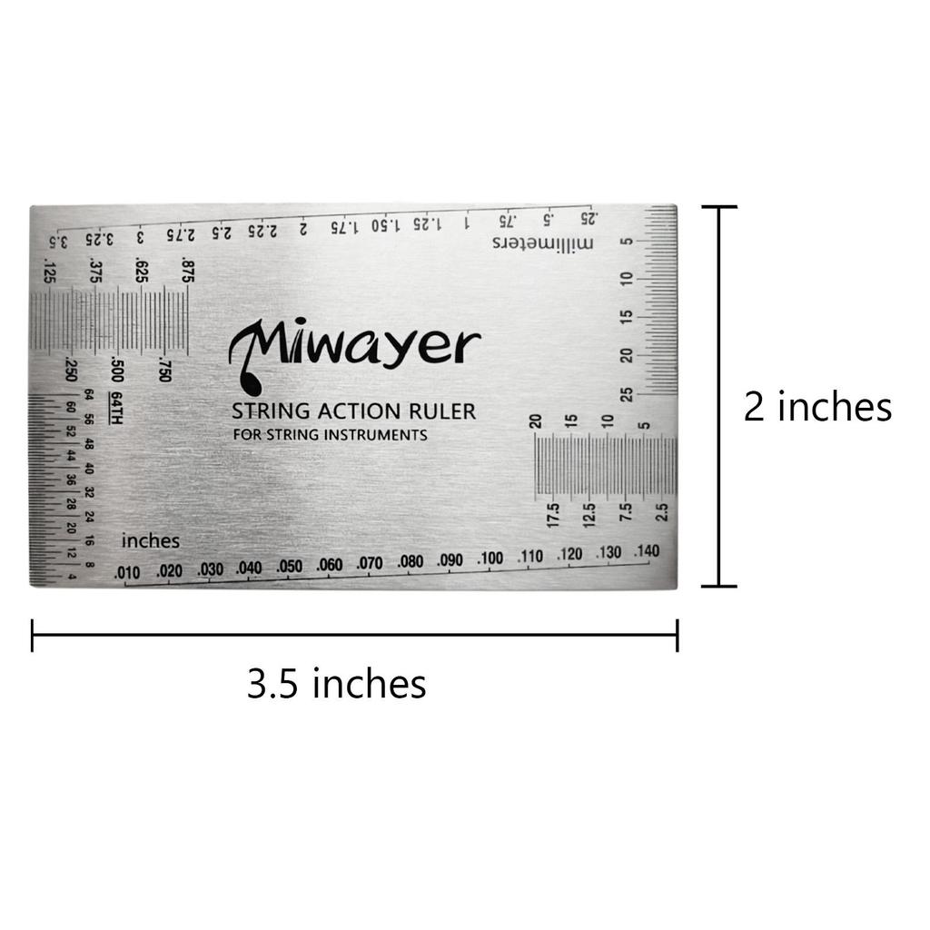 Miwayer Guitar String Action Gauge Riglă Luthier Instrument de reparare din oțel inoxidabil