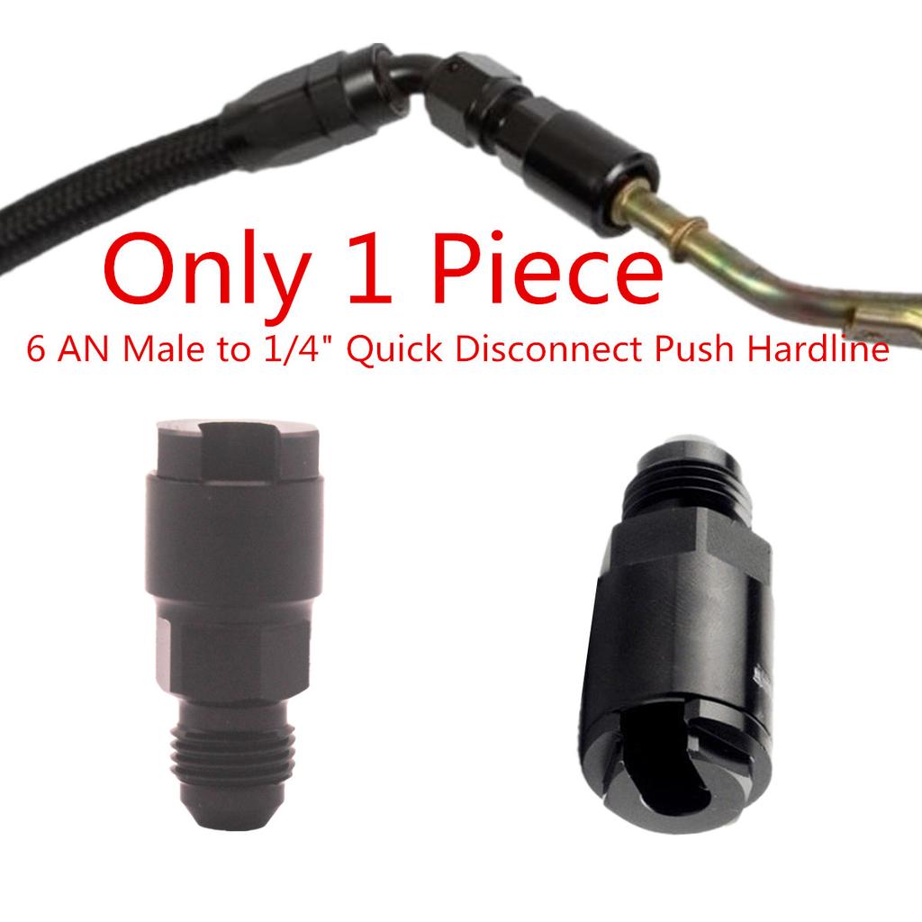Universal Fuel Line EFI Adapter Fitting -6 AN Male To 1/4" Quick Disconnect Push Hardline