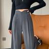 Grey Wide Leg Pants Women's Spring and Autumn Casual Suit Pants High-end Sense Hanging Straight Leg Floor Pants