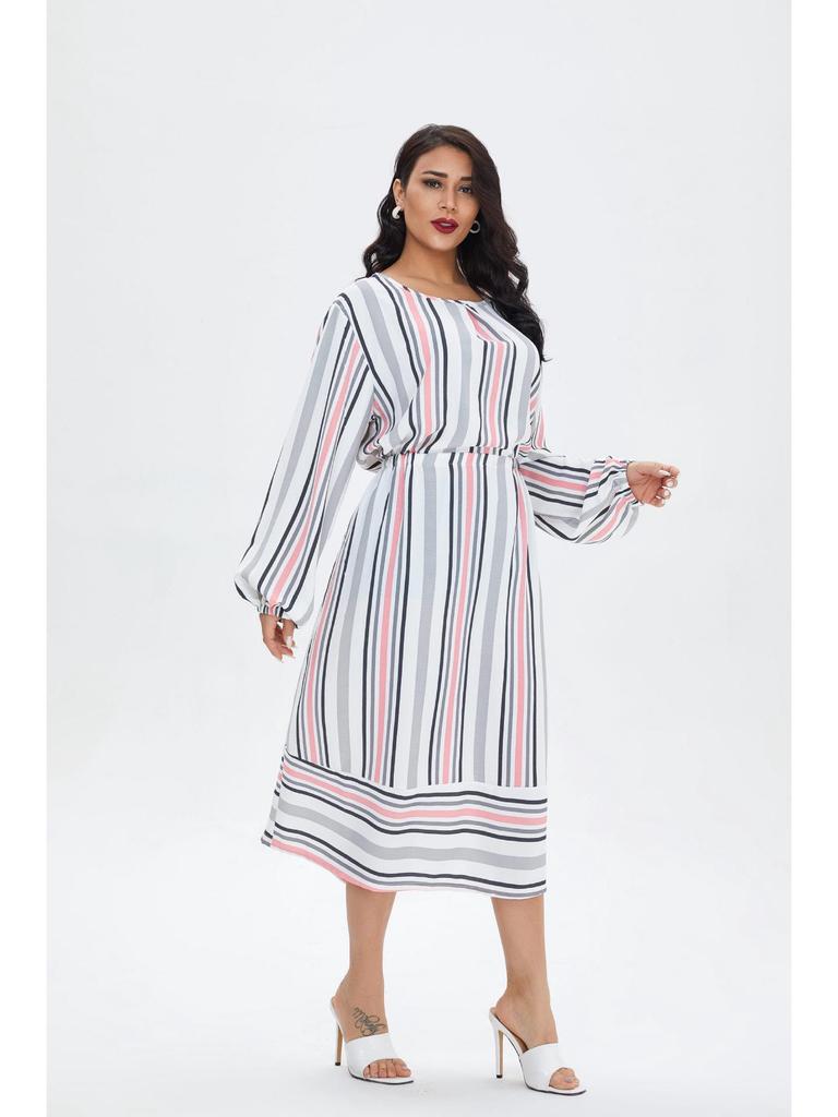Plus Size Arabic Muslim Casual Robe - Spring/Summer Middle Eastern Dress