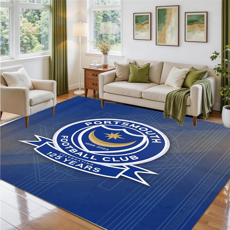 Portsmouth FC Design Kristall-Samt-Teppich Weich Dekorative Matte für Schlafzimmer Eingang