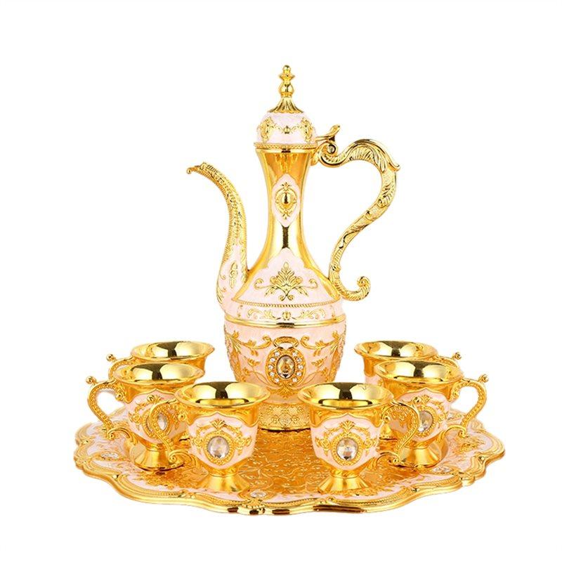 

Набор для чая и кофе, винтажный дизайн с чайником и 6 чашками, идеально подходит для домашнего декора и праздников