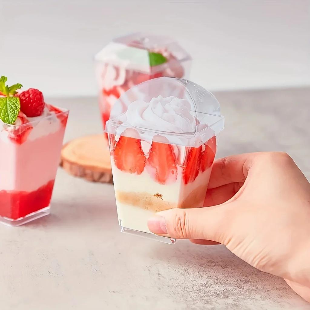 10/20/30pcs-New Disposable Plastic Mousse Cup Ladder Shaped Cup Pudding Dessert Cake Cup Appetizer Jelly Yogurt Mousse