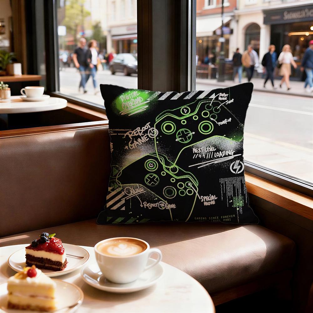 Pattern Colorful Graffiti Game Gamepad Cushion Cover Decorative Cushions Covers Cover Sofa 50X50 Pillow 4 Piece 45X45 40X40